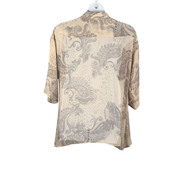 Chicos Top Womens 2 / US Large Paisley Animal Print Semi-sheer Sharkbite Hem - Picture 9 of 16